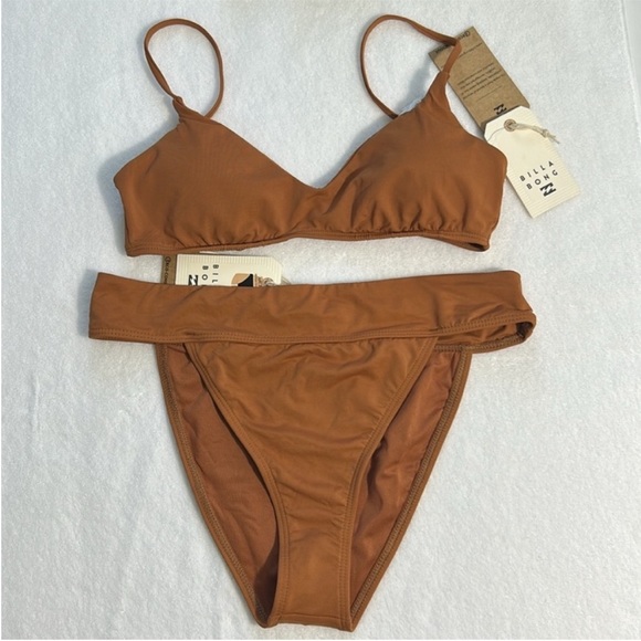 Billabong Medium Bikini 2-piece Sol Searcher V Bralette & Aruba golden brown NWT - Picture 2 of 13